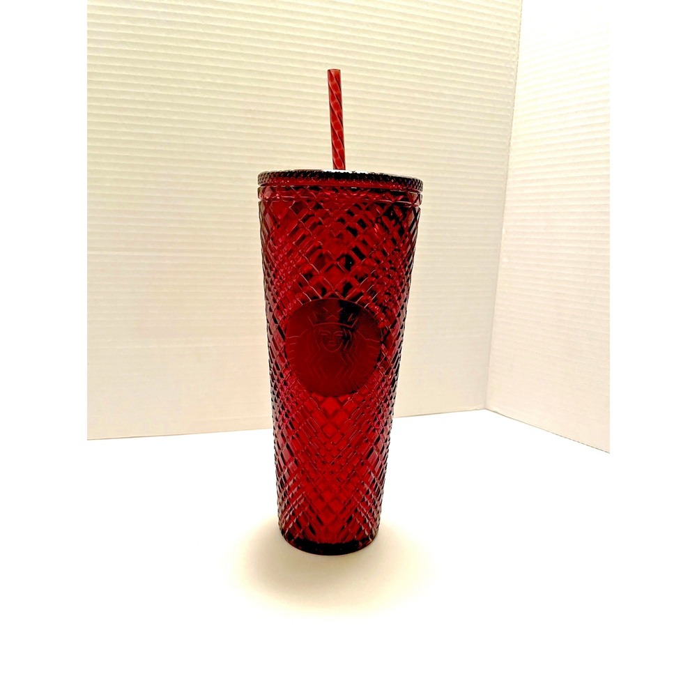 Starbucks Merlot Burgundy‎ Studded 2022 Venti Tumbler 24oz with Straw EUC